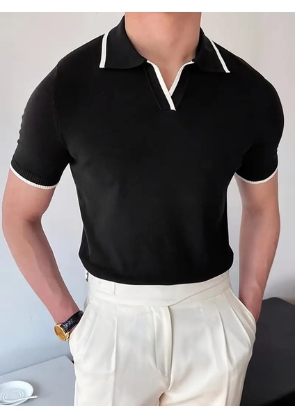 Erkek Uzun Kollu Yakalı Triko Tişört modelleri