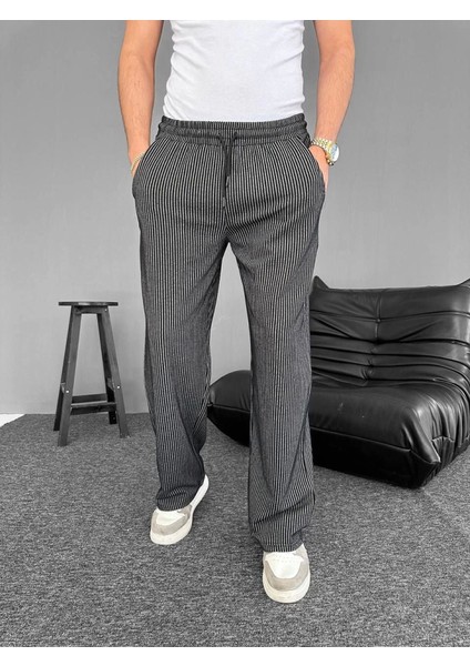 Su Yolu Çizgili Cepli Pantalon - Siyah fiyatları