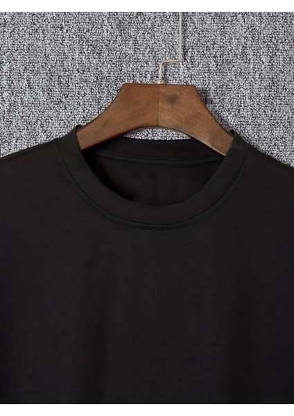 Baskılı Oversize Bisiklet Yaka T-Shirt - Siyah fiyatları