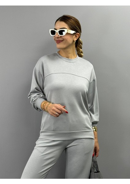 Kadın Uzun Kollu Bisiklet Yaka Viskon Iki Iplik Bluz ve Pantolon Ikili Takım fiyatları