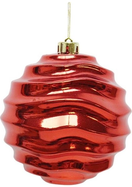 Yılbaşı Topu Metalik Dalgalı Tasarım Çam Ağacı Süsü Kırmızı 15 cm Tekli fiyatları