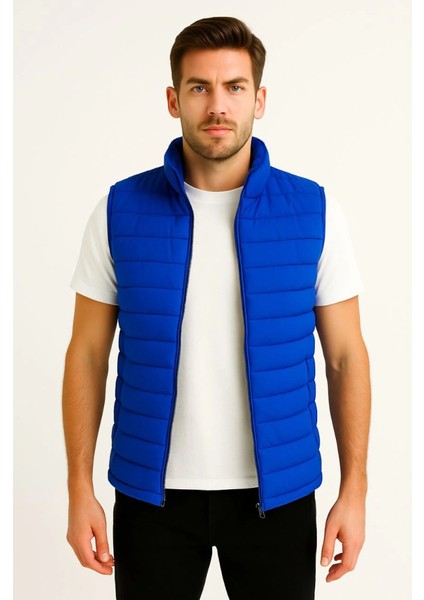 Erkek Şişme Fermuarlı Yelek Su Itici Kapitone Astarlı Kumaş Cepli Hafif Kışlık Spor Rahat Ka fırsatları