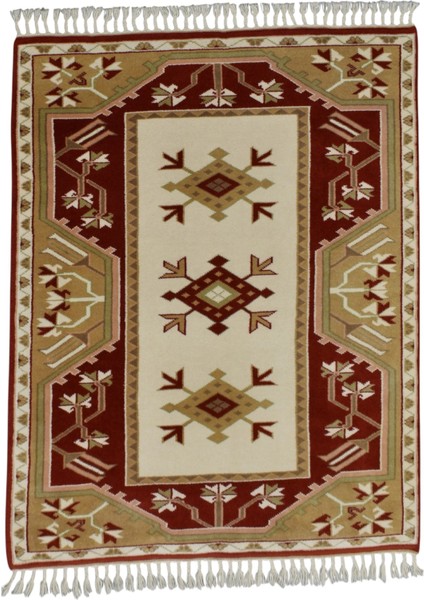 El Dokuma Bozalan Milas Yün Halı 0398 - Yeni - Çok Renkli