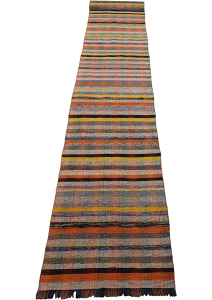 El Dokuma Ekoseli Bukleli Yolluk Kilim 0466 - Yeni - Çok Renkli fiyatları