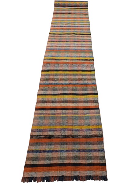 El Dokuma Ekoseli Bukleli Yolluk Kilim 0466 - Yeni - Çok Renkli modelleri