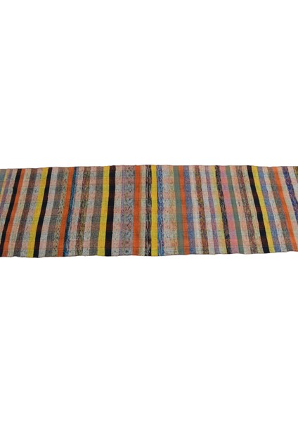 El Dokuma Ekoseli Bukleli Yolluk Kilim 0466 - Yeni - Çok Renkli indirimleri