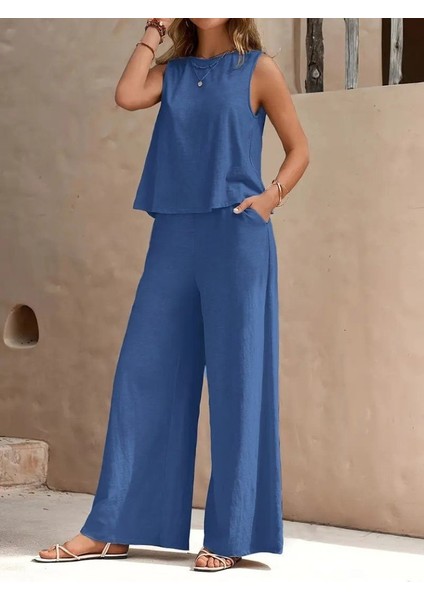 Kadın Sıfır Kollu Bisiklet Yaka Aerobin Bluz ve Pantolon Ikili Takım fiyatları