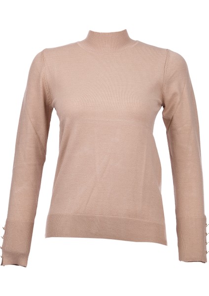 Kadın Minimalist Boğazlı Uzun Kol Kazak - Günlük & Özel Gün