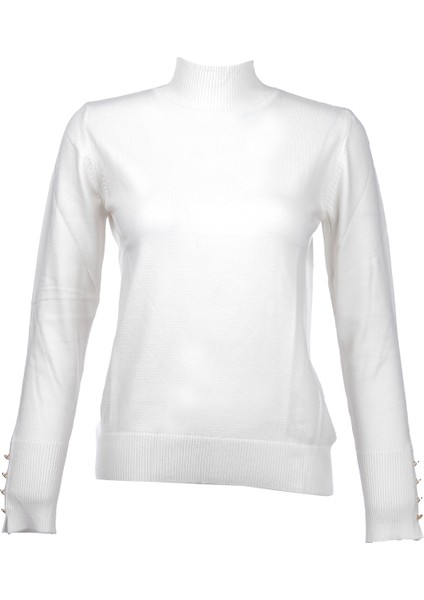 Kadın Minimalist Boğazlı Uzun Kol Kazak - Günlük & Özel Gün