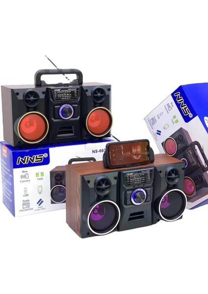 3 Inç Hoparlör NS-6633BT Nane Gelişmiş Fm Radyo Süper Bas Şarj Edilebilir Boombox LED Hoparlörler ile Ev ve Açık Için Mükemmel fiyatları