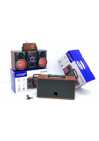 3 Inç Hoparlör NS-6633BT Nane Gelişmiş Fm Radyo Süper Bas Şarj Edilebilir Boombox LED Hoparlörler ile Ev ve Açık Için Mükemmel fırsatları