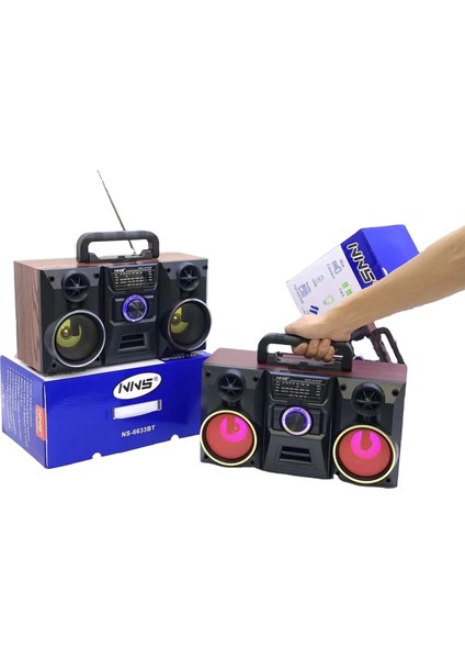 3 Inç Hoparlör NS-6633BT Nane Gelişmiş Fm Radyo Süper Bas Şarj Edilebilir Boombox LED Hoparlörler ile Ev ve Açık Için Mükemmel indirimleri