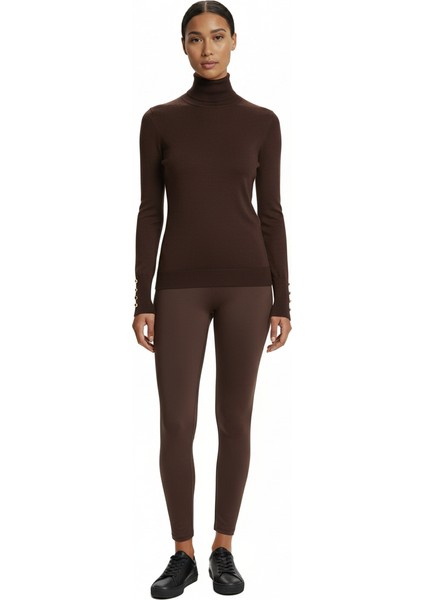 Kadın Minimalist Boğazlı Uzun Kol Kazak - Günlük & Özel Gün