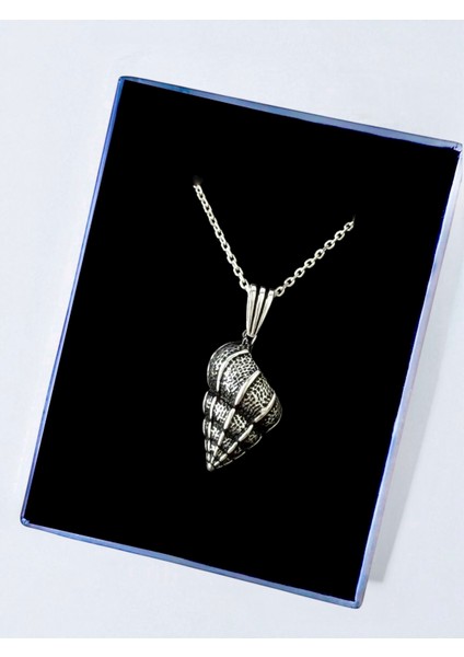 Deniz Kabuğu Gümüş Rengi Parlak Unisex Tasarım 925 Ayar Gümüş Kolye fırsatları