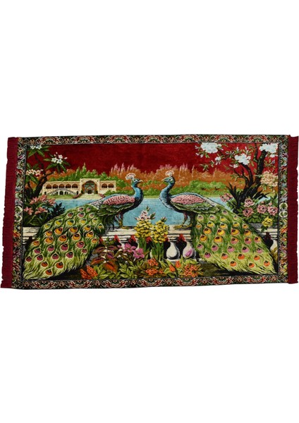 Malikane Tasvirli Tavus Kuşlu Temalı Duvar Halısı 0576 - Yeni - Çok Renkli