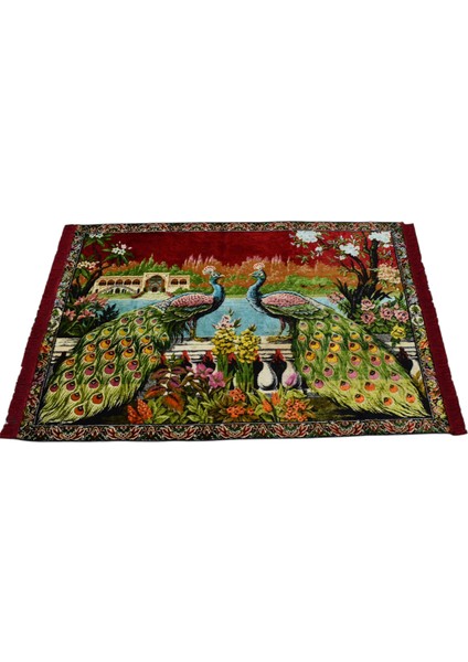 Malikane Tasvirli Tavus Kuşlu Temalı Duvar Halısı 0576 - Yeni - Çok Renkli fırsatları