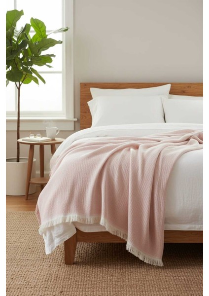 4 Mevsim Rose Müslin Çift Kişilik Pike, Koltuk Şalı ve Yatak Örtüsü Pamuklu