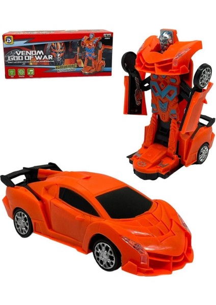 Transformers Arabası Turuncu Işıklı Sesli Kendinden Robota Dönüşebilen Çarp Dön Araba 25 cm fiyatları