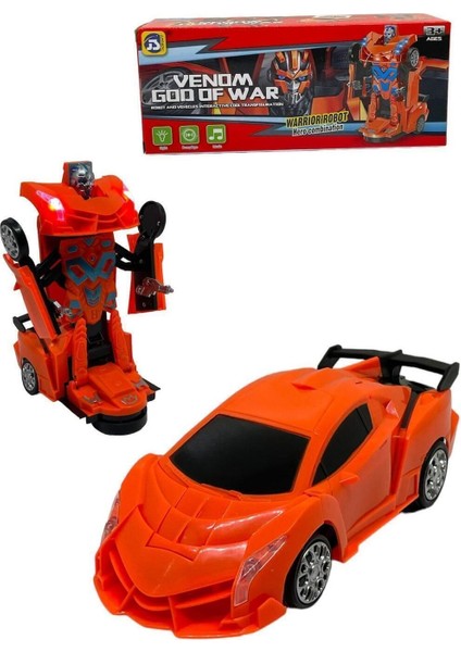 Transformers Arabası Turuncu Işıklı Sesli Kendinden Robota Dönüşebilen Çarp Dön Araba 25 cm fırsatları