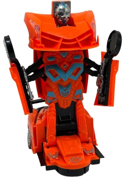Transformers Arabası Turuncu Işıklı Sesli Kendinden Robota Dönüşebilen Çarp Dön Araba 25 cm