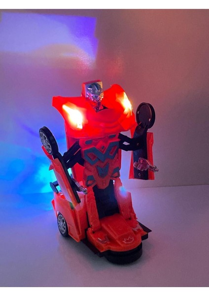 Transformers Arabası Turuncu Işıklı Sesli Kendinden Robota Dönüşebilen Çarp Dön Araba 25 cm