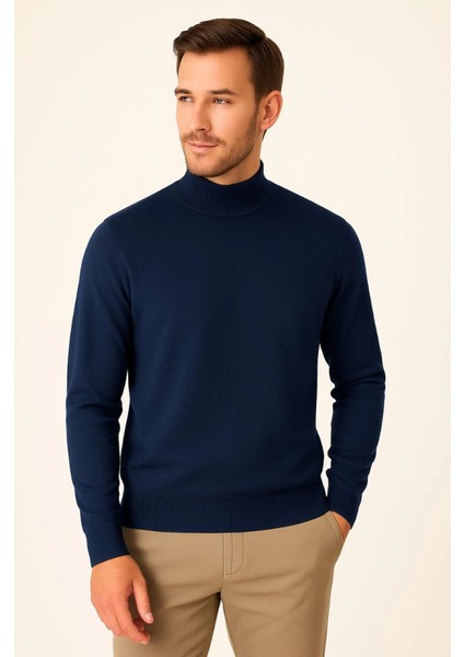 Erkek Yarım Boğaz Triko Kazak Yumuşak Dokulu Pamuklu Ince Dokuma, Uzun Kollu Rahat Regular Kalıp fiyatları