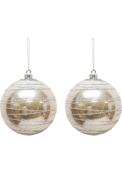 Yılbaşı Topu Gümüş Işıltılı Simli Çam Ağacı Süsü Şampanya 10 cm 2'li fiyatları