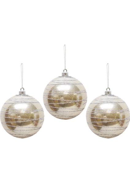 Yılbaşı Topu Gümüş Işıltılı Simli Çam Ağacı Süsü Şampanya 8 cm 3'lü fiyatları