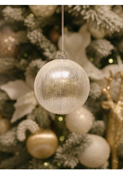 Yılbaşı Topu Metalik Şampanya Çam Ağacı Süsleme Seti 8 cm 3'lü