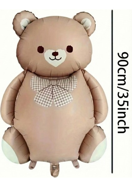 Papyonlu Krem/kahverengi Renk Ayıcık Folyo Balon 90 cm modelleri