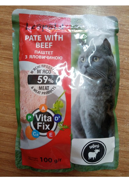 Kedi Yaş Mama Ezme Formunda Sığır Etli 100 Gram x 24 Adet