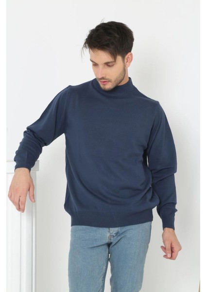 Erkek Yarım Boğaz Triko Kazak Yumuşak Dokulu Pamuklu Ince Dokuma, Uzun Kollu Rahat Regular Kalıp