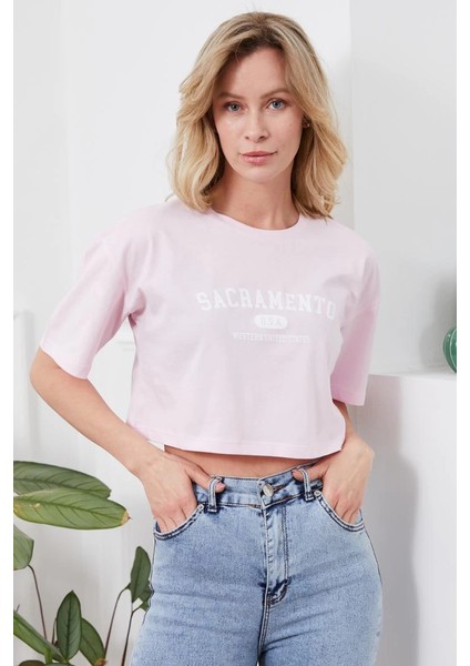 Baskılı Crop Tişört