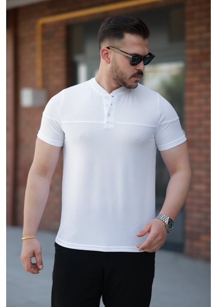 Erkek Hakim Yakalı Kısa Kollu Pamuklu T-Shirt