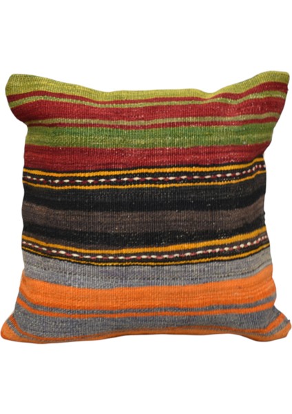 El Dokuma Dekoratif Kilim Kırlent Yastık Kılıfı 0911 - Yeni - Çok Renkli