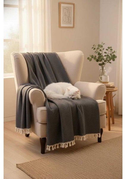 Doğal Pamuk Yumuşak Çift Kişilik Pike, Koltuk Örtüsü, Çok Amaçlı Örtü 200X240 Cm.