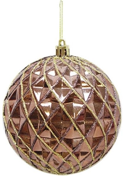 Yılbaşı Topu Altın Sim Detaylı Geometrik Çam Ağacı Süsü Bakır 10 cm 2'li fiyatları