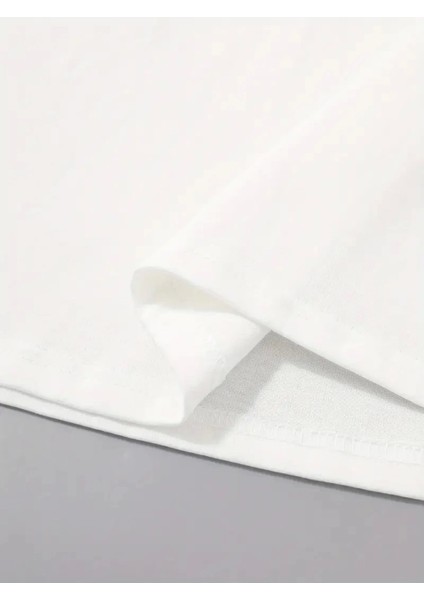 Baskılı Oversize Bisiklet Yaka T-Shirt - Beyaz fiyatları