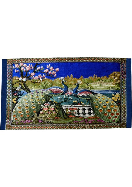 Tavus Kuşlu Sülünlü Temalı Duvar Halısı 0560 - Yeni - Çok Renkli