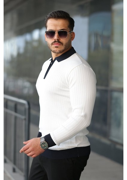 Erkek Kol ve Yaka Detaylı Uzun Kollu Triko fiyatları