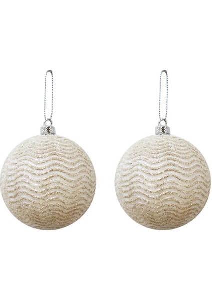 Yılbaşı Topu Simli Dalga Desenli Çam Ağacı Süsü Şampanya 10 cm 2'li fiyatları