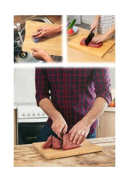 Ahşap Tezgah Üstü Kesme Tahtası Küçük Boy + Metal Saplı Bambu Kesim Panosu - 2li Set G5C3Y9 indirimleri