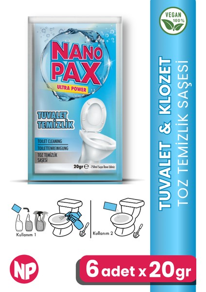 Tuvalet Toz Temizlik Saşesi (6 Adet x 20GR)