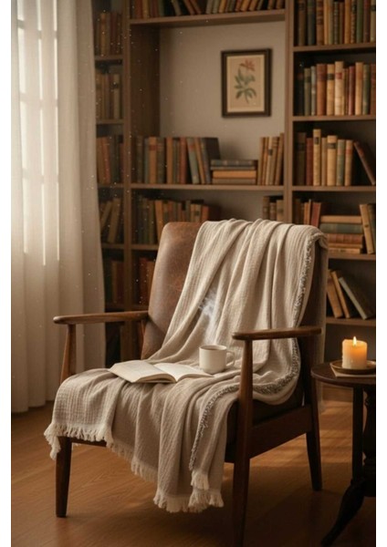 4 Mevsim Mocha Müslin Tek Kişilik Pike, Koltuk Şalı ve Yatak Örtüsü Pamuklu