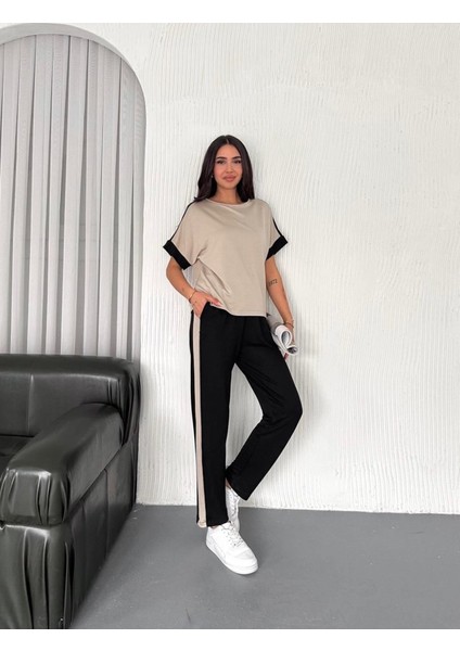 Kadın Modal Dokulu Kumaş Yanı Şeritli Takım