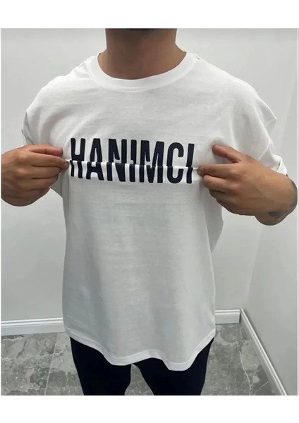 Unisex Bisiklet Yaka Katlanan Baskılı T-Shirt - Beyaz fiyatları