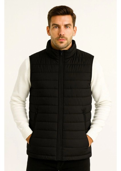 Erkek Şişme Fermuarlı Yelek Su Itici Kapitone Astarlı Kumaş Cepli Hafif Kışlık Spor Rahat Ka modelleri