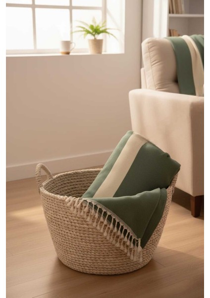 Yeşil Doğal Pamuk, Yumuşak Battal Boy Pike, Koltuk Örtüsü, Çok Amaçlı Örtü 240X260 Cm.