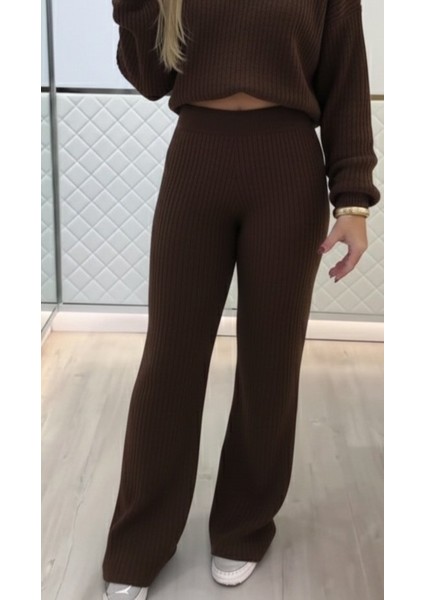 Kadın Uzun Kollu Balıkçı Yaka Kısa Triko Bluz ve Pantolon Ikili Takım modelleri