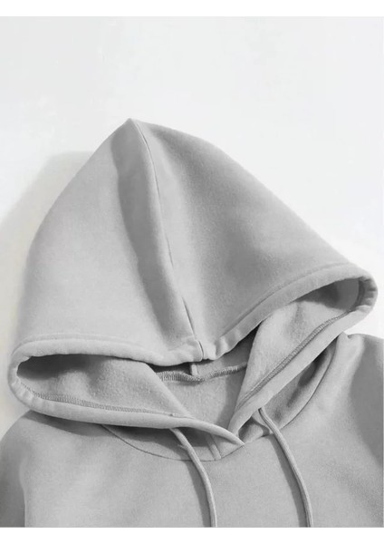 Erkek Düz Kapüşonlu Sweat - Boyalı Gri modelleri